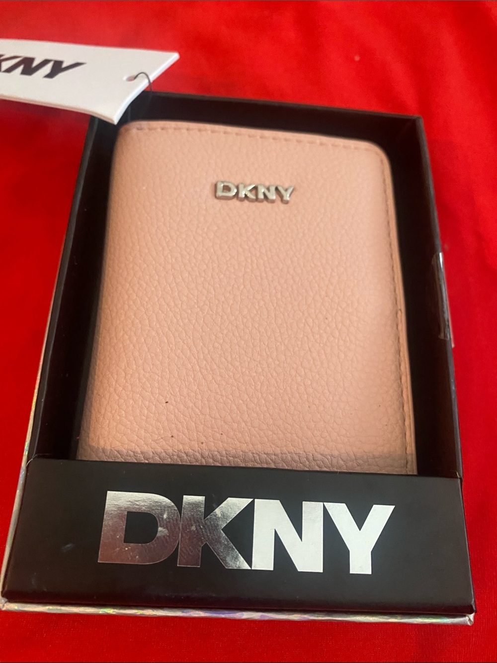 DKNY Blush Pink Pebbled Leather Card Holder